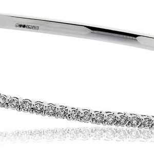 18ct White Gold Claw Set Diamond Bangle