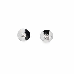 18ct White Gold Diamond Disc Stud Earrings