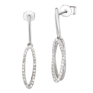 18ct White Gold Diamond Drop Earrings