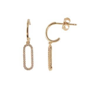 9ct Yellow Gold Diamond Paperclip Drop Earrings