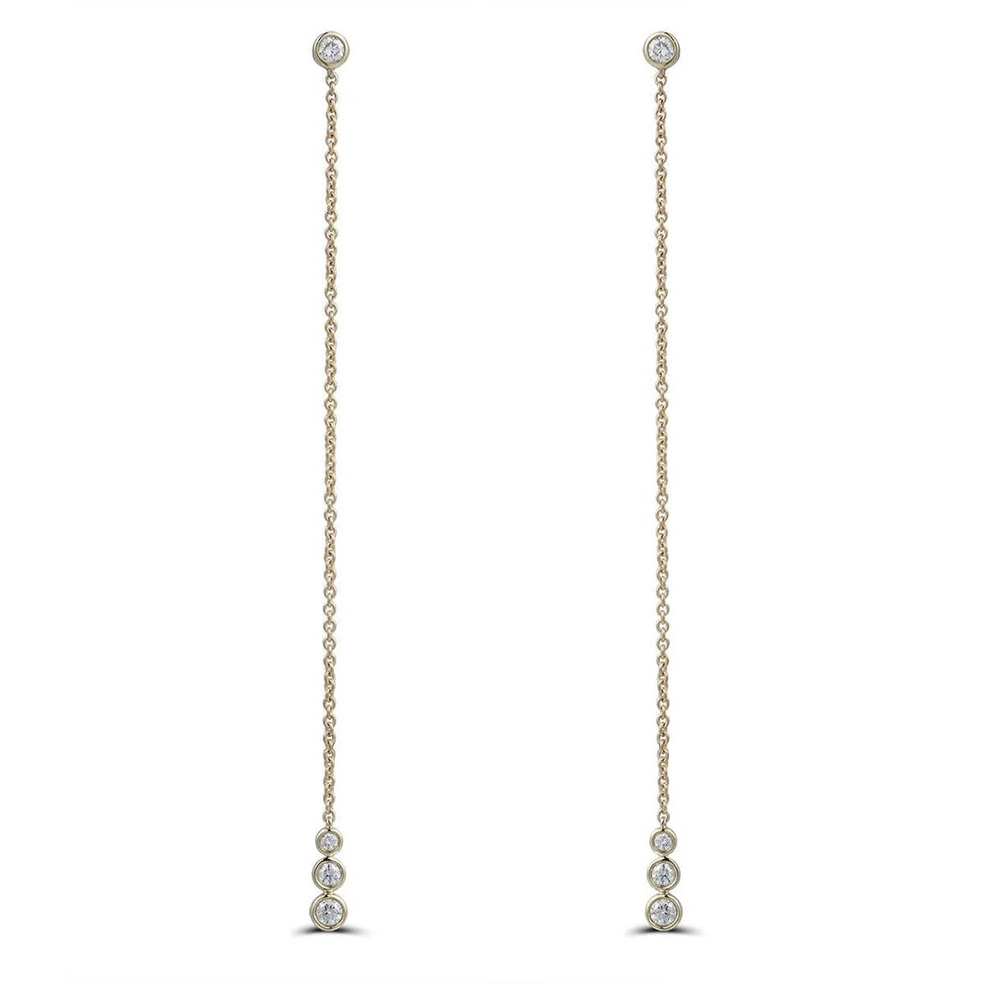 18ct Yellow Gold Chain Drop Diamond Earrings