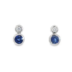 18ct White Gold Sapphire & Diamond Earrings