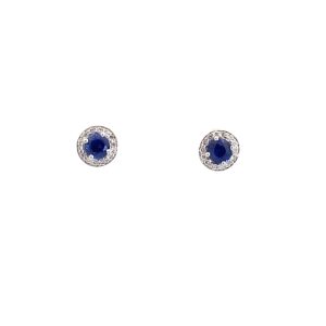 18ct White Gold Sapphire & Diamond Cluster Earrings