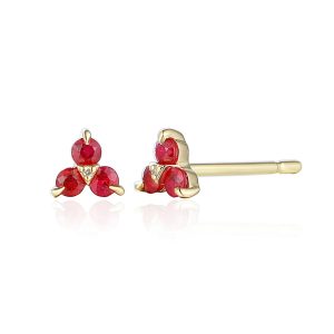 9ct Yellow Gold Ruby Trefoil Studs With Diamonds