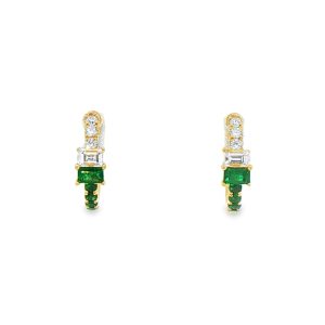 18ct Emerald & Diamond Hoop Earrings