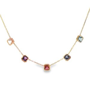 9ct Yellow Gold Multi Gemstone Necklace