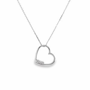 18ct White Gold Diamond Set Heart Pendant