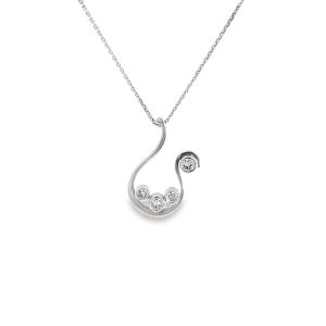 18ct White Gold Diamond Set Swirl Pendant