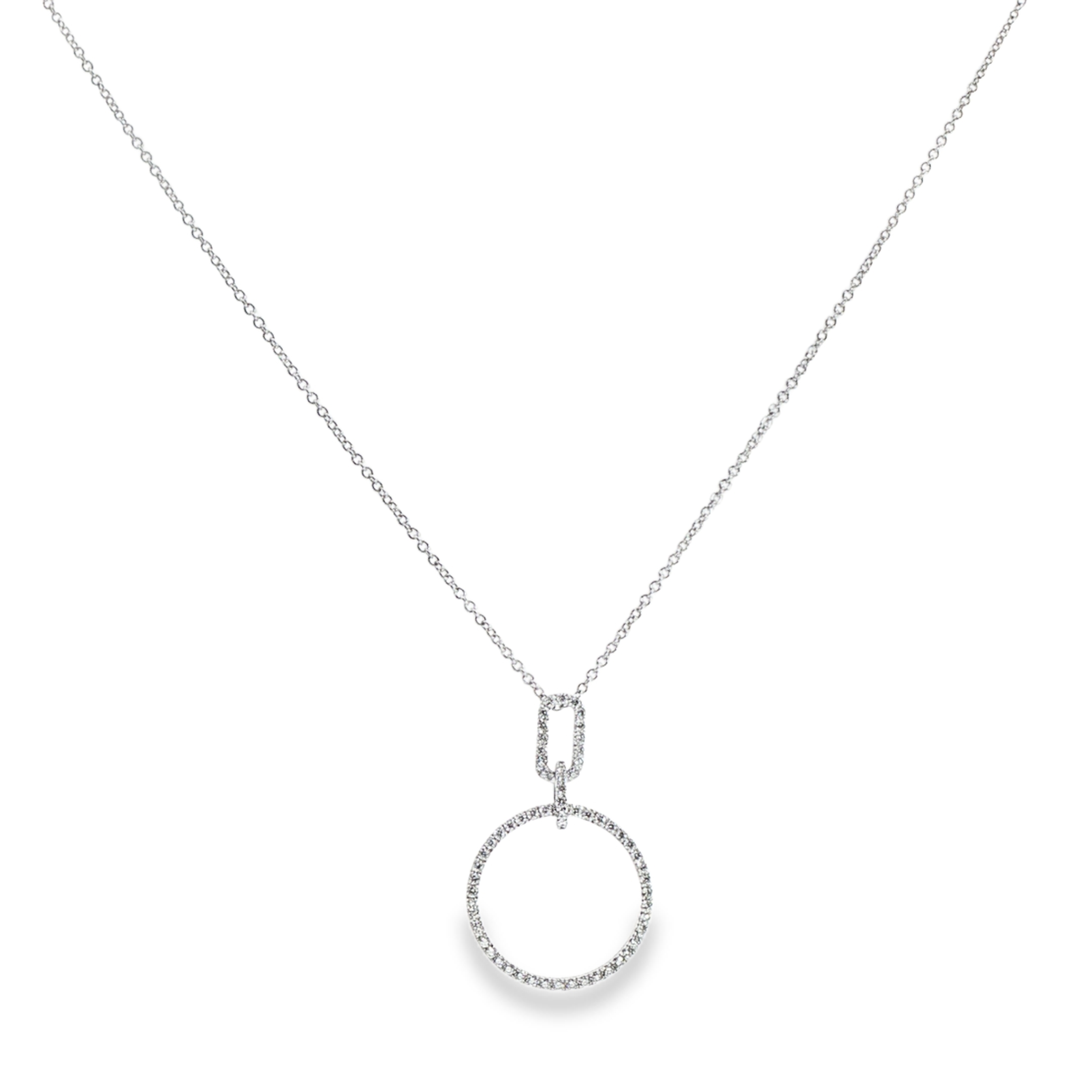 18ct White Gold Diamond Circle Pendant - Image 2
