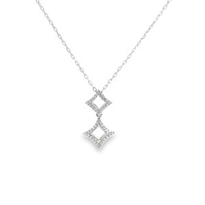 18ct White Gold Diamond Squares Pendant