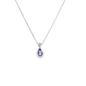 18ct White Gold Ceylon Sapphire & Diamond Pendant