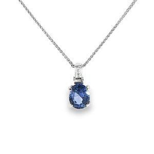 18ct White Gold Sapphire & Diamond Pendant