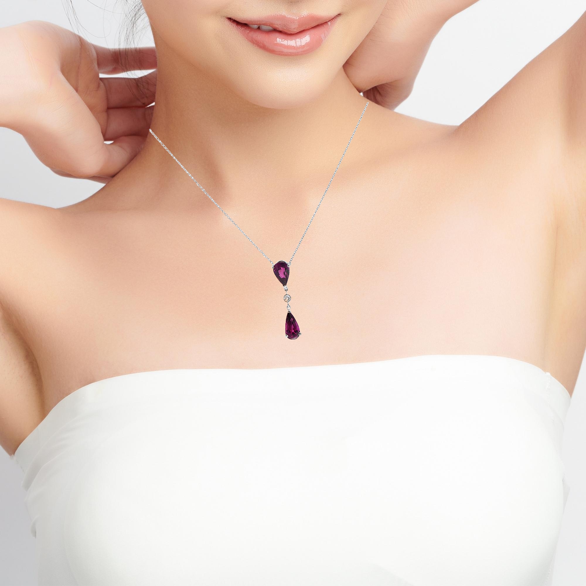 18ct Rhodalite Garnet & Diamond Pendant - Image 3
