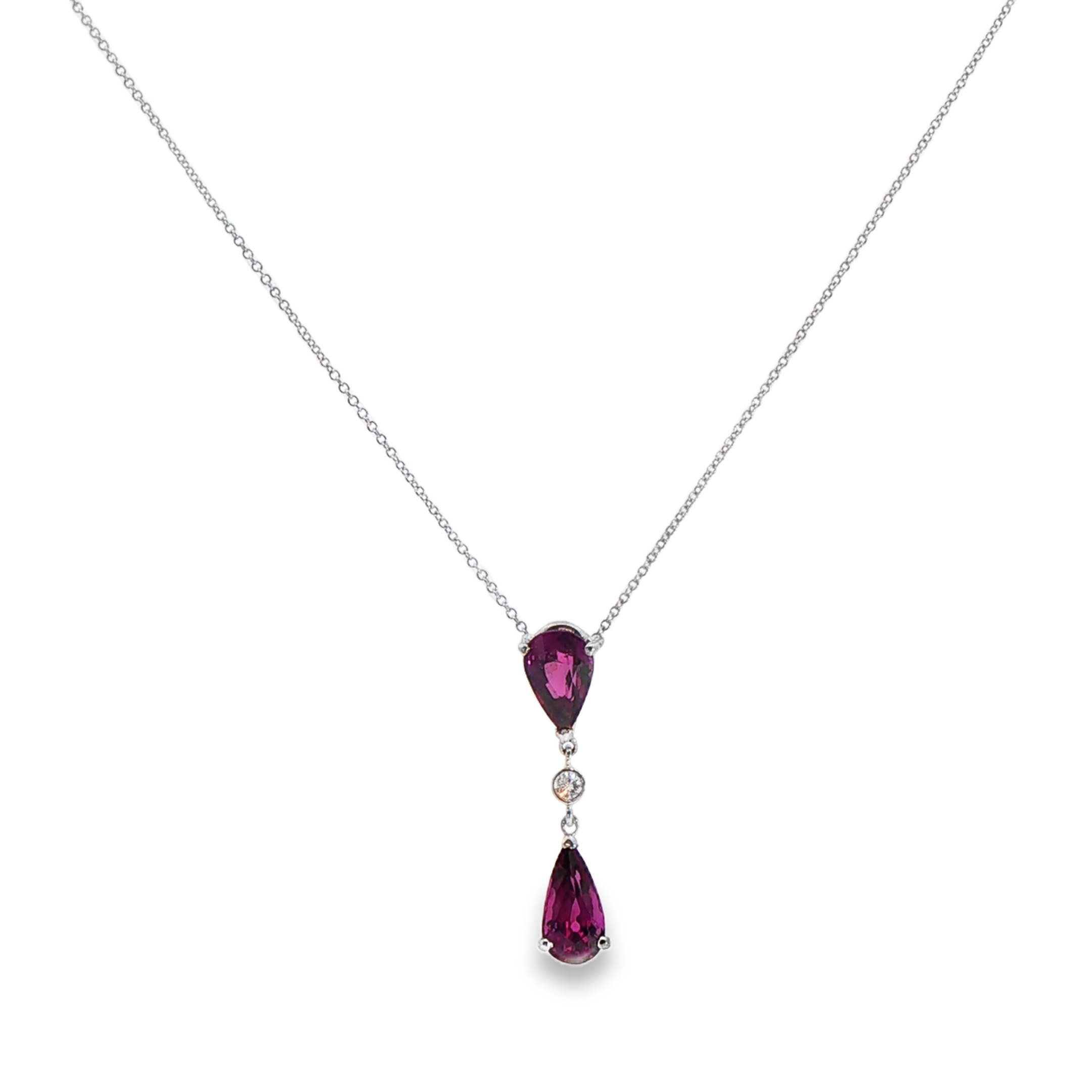 18ct Rhodalite Garnet & Diamond Pendant - Image 2
