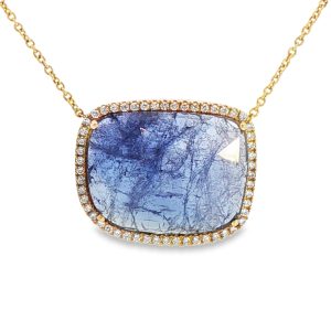 18ct Yellow Gold 12.85ct Tanzanite & Diamond Necklace