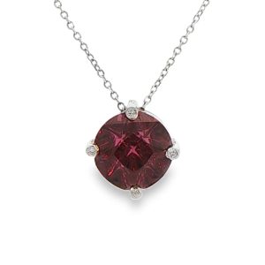 18ct Concave Cut Garnet & Diamond Pendant