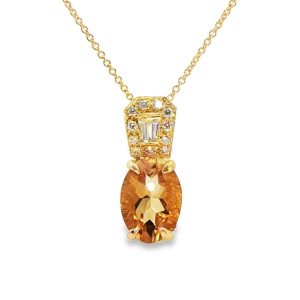 14ct Citrine & Diamond Pendant