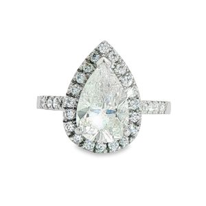 Platinum 2.14ct Pear Shape Diamond Halo Ring