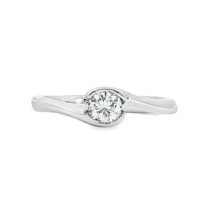 18ct White Gold Diamond Cross Over Ring