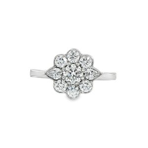 Platinum 0.97ct Diamond Cluster Ring