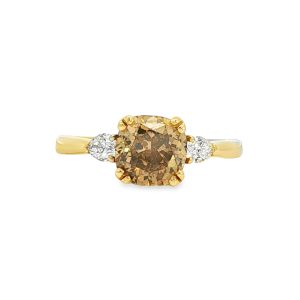18ct Yellow Gold 2.50ct Brown Diamond Three Stone Ring