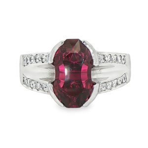 18ct White Gold Pink Tourmaline & Diamond Ring