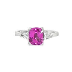 18ct White Gold Purple Sapphire & Diamond Ring