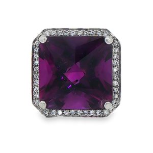 18ct White Gold Amethyst & Diamond Cocktail Ring