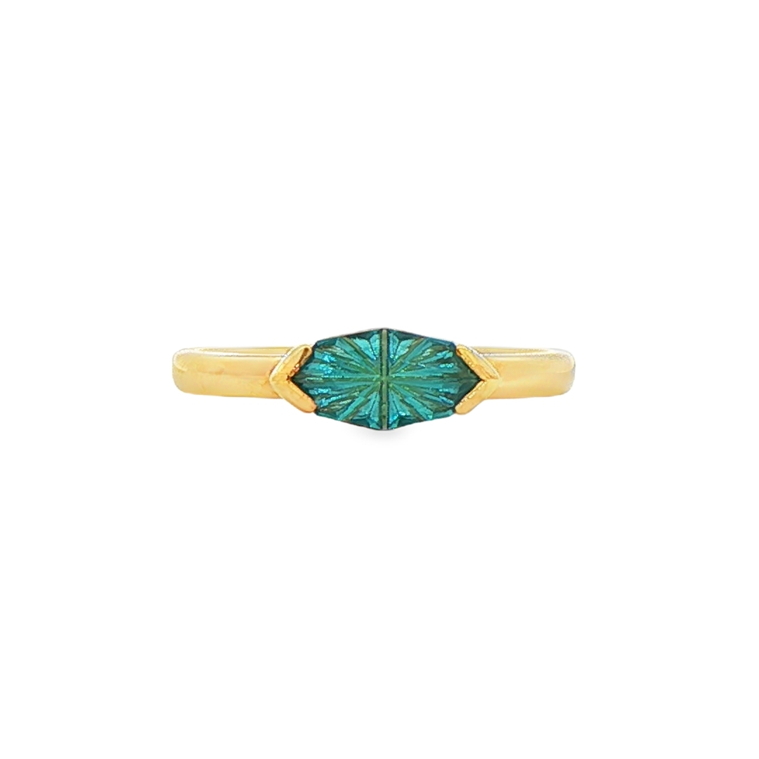 9ct Concave Cut Indicolite Tourmaline Stacking Ring
