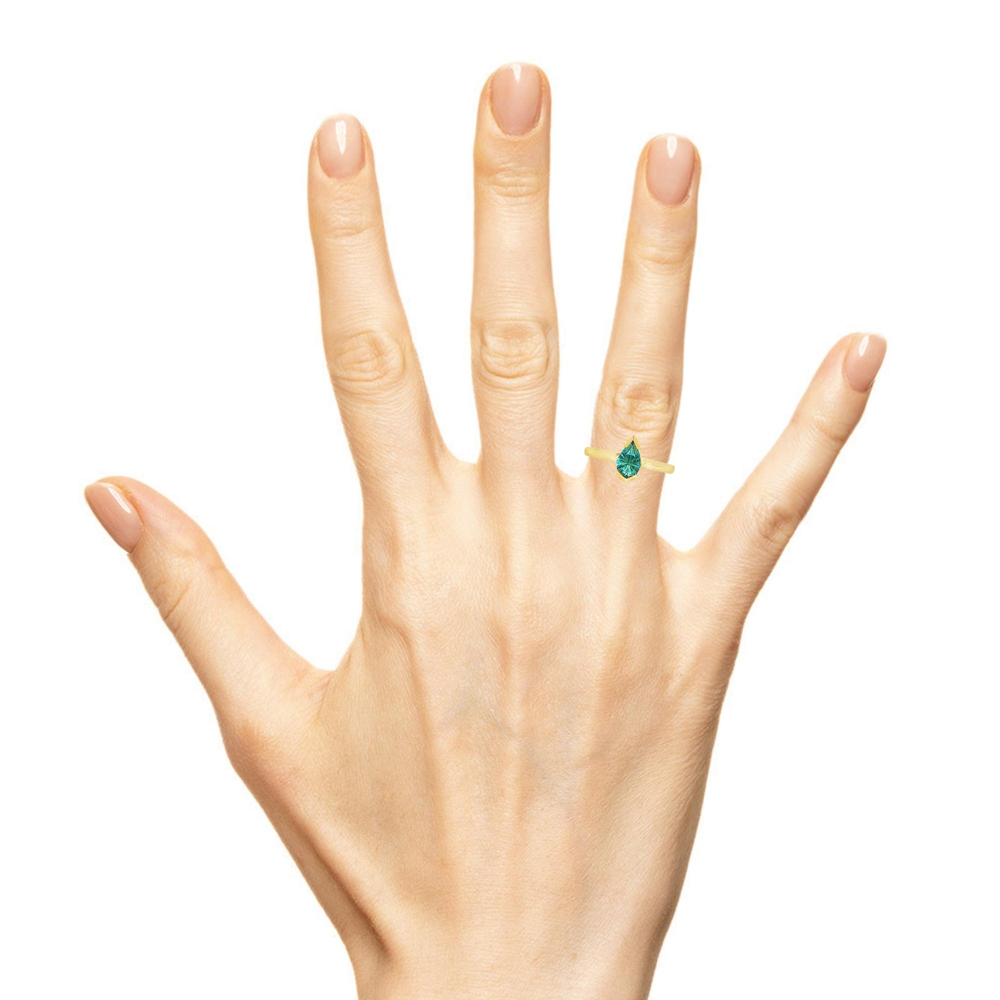 9ct Pear Shape Concave Cut Tourmaline Stacking Ring - Image 2