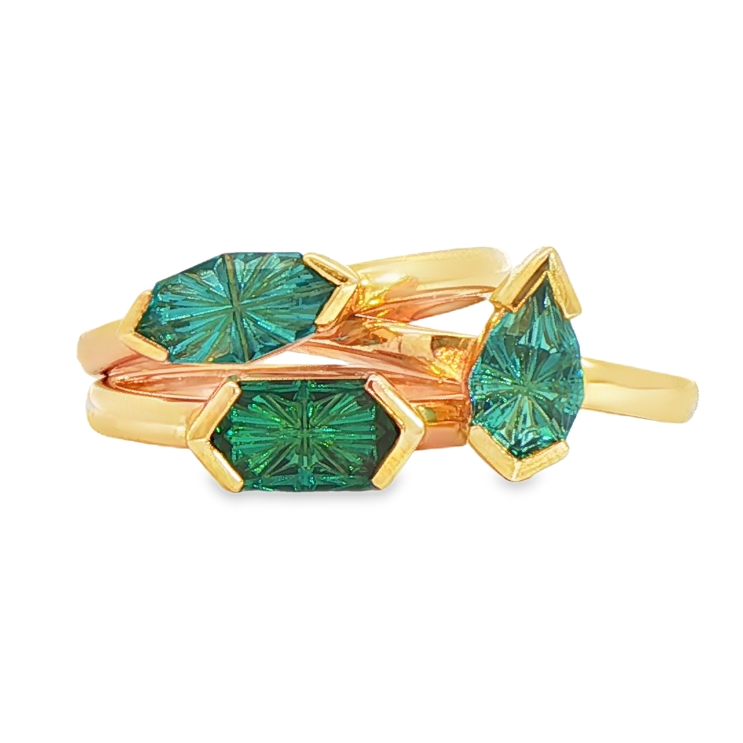 9ct Pear Shape Concave Cut Tourmaline Stacking Ring - Image 4