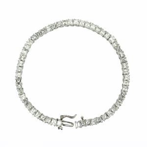 14ct White Gold 10.60ct Asscher Cut Diamond Line Bracelet