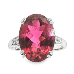 18ct White Gold Oval Pink Tourmaline Ring