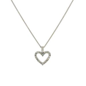 18ct White Gold Diamond Heart Pendant